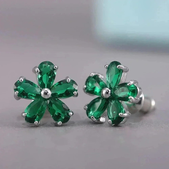 🍁 Beautiful Tiny Plum Blossom Zircon Dainty Stud Earrings for Women, UNVN12460 - Picture 2 of 4